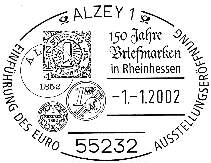 Ausstellung '150 Jahre Briefmarken in Rheinhessen' am 01.01.2002 in Alzey